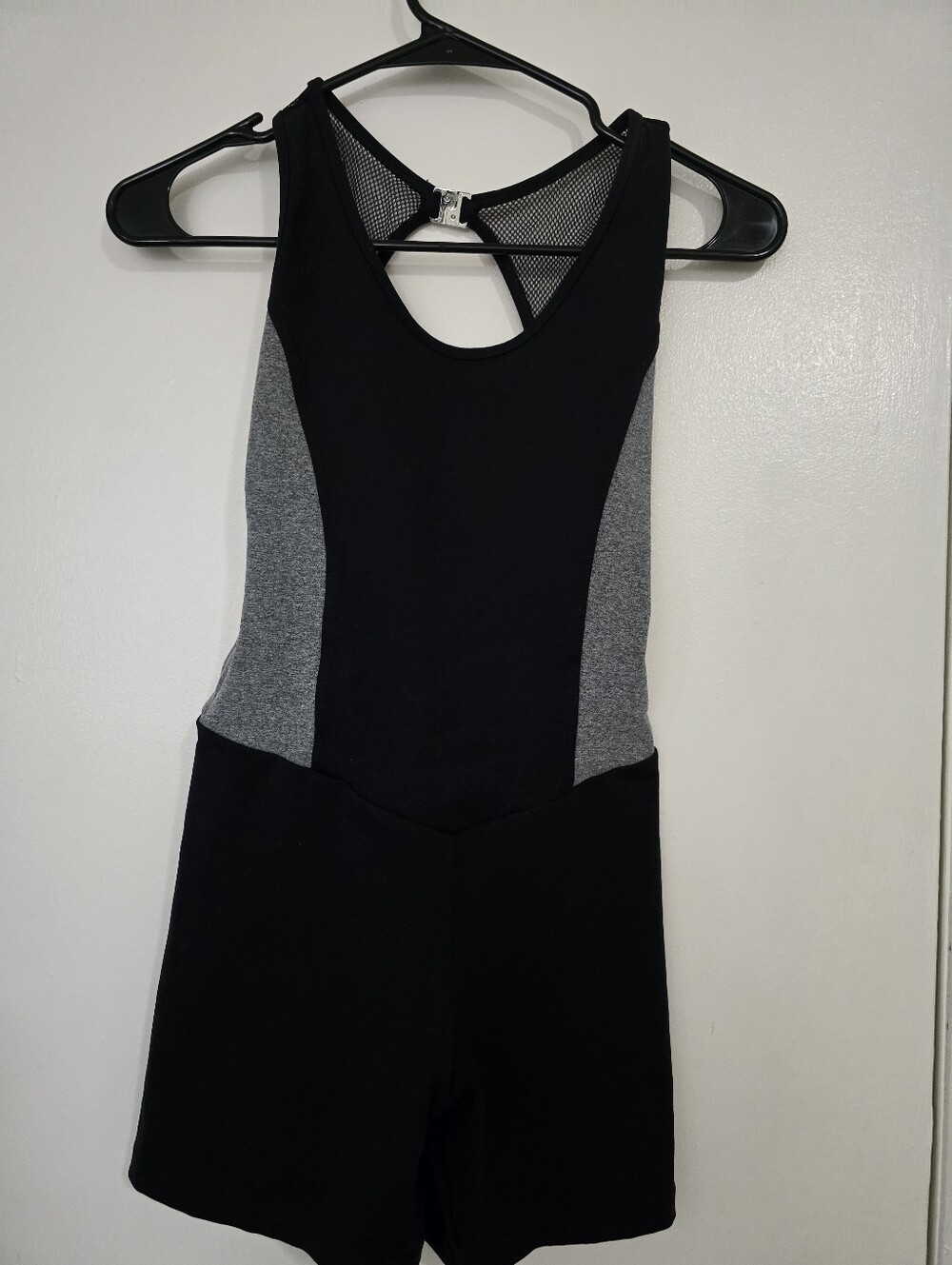 Black and Gray Active One-Piece Bodysuit